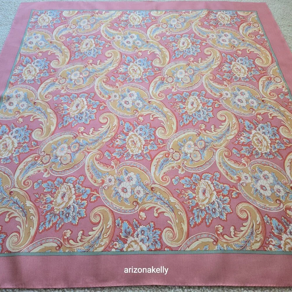 Ralph Lauren Silk Square Scarf Pink - Picture 8 of 12